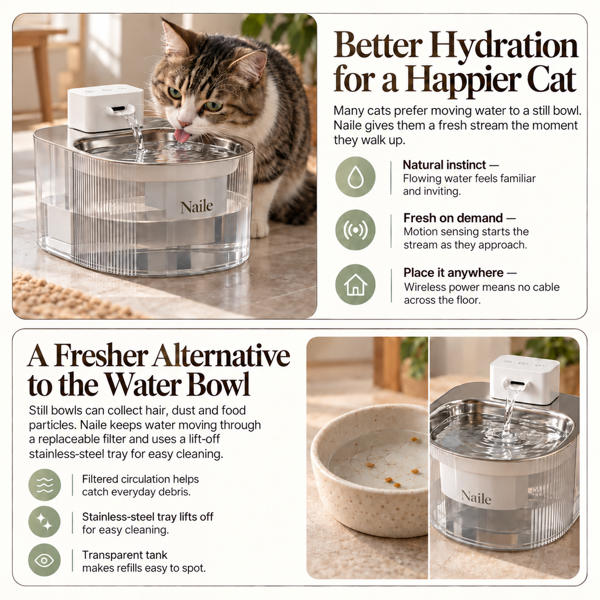 Naile Tap Wireless Cat Fountain